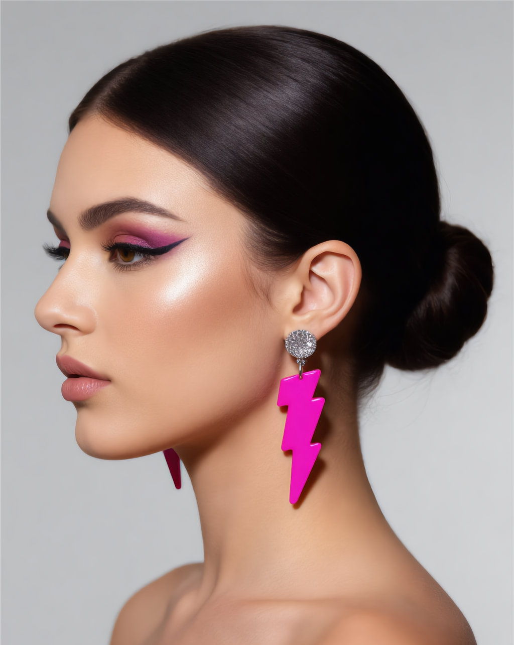 Pendientes rayos  rosa fluor