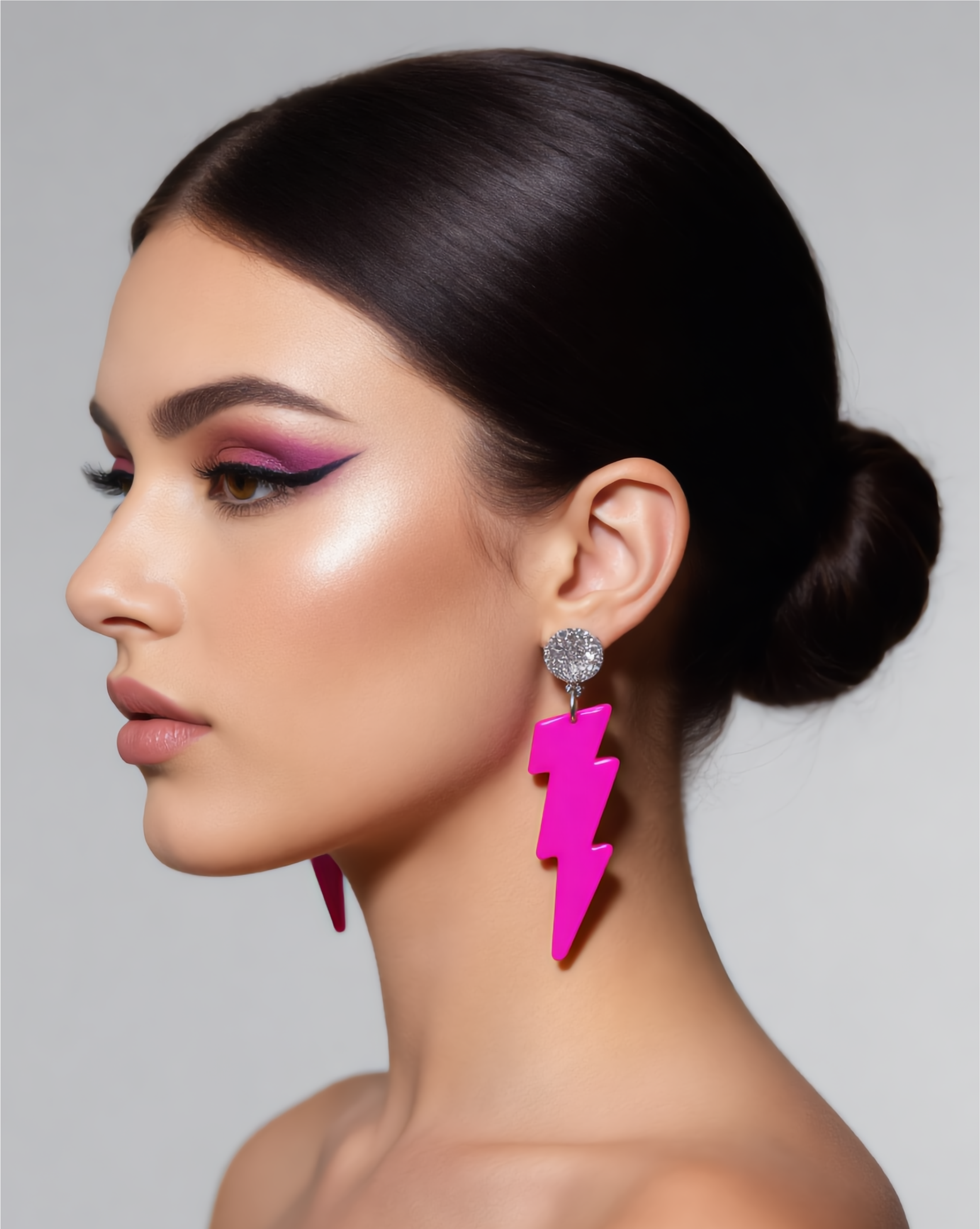 Pendientes rayos  rosa fluor